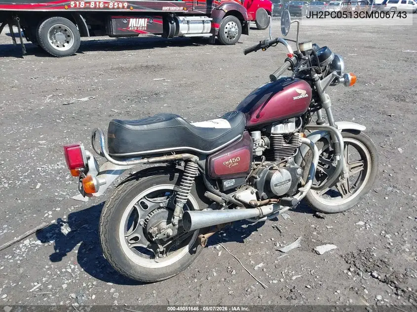 1982 Honda Cm450 C VIN: JH2PC0513CM006743 Lot: 45051646