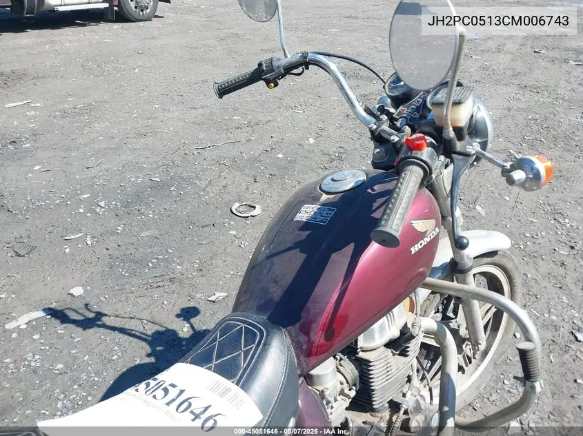 1982 Honda Cm450 C VIN: JH2PC0513CM006743 Lot: 45051646