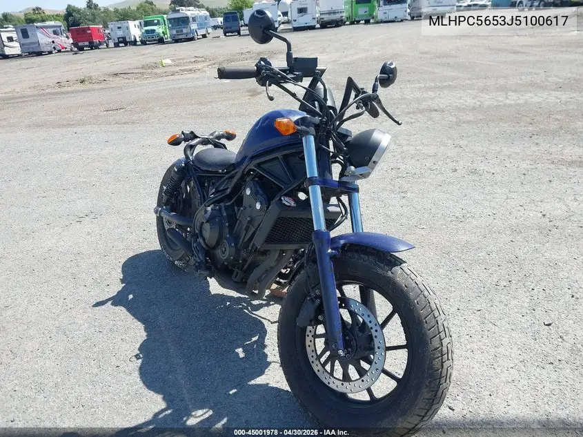 2018 Honda Cmx500 A VIN: MLHPC5653J5100617 Lot: 45001978