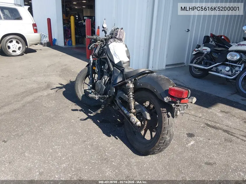 2019 Honda Cmx500 VIN: MLHPC5616K5200001 Lot: 45139785