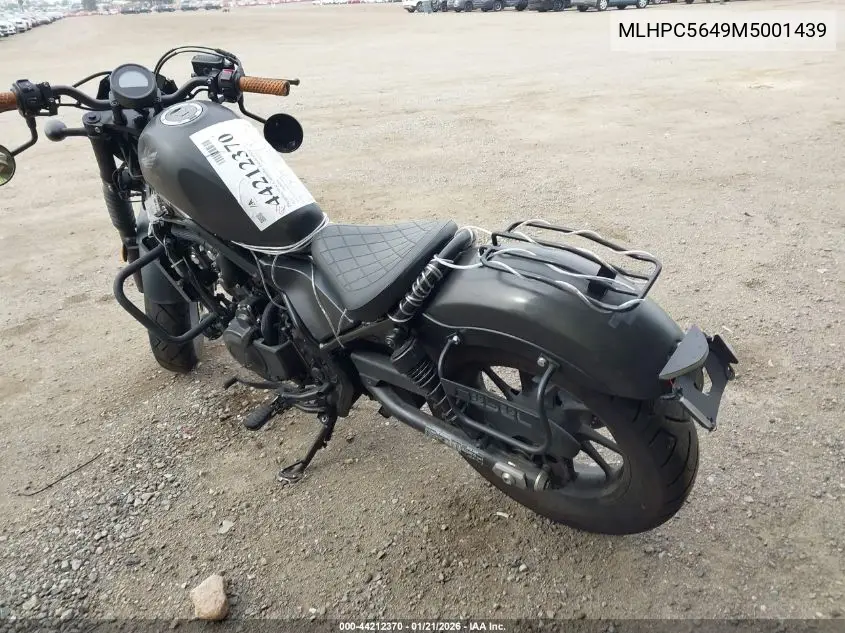 2021 Honda Cmx500 A2 VIN: MLHPC5649M5001439 Lot: 44212370