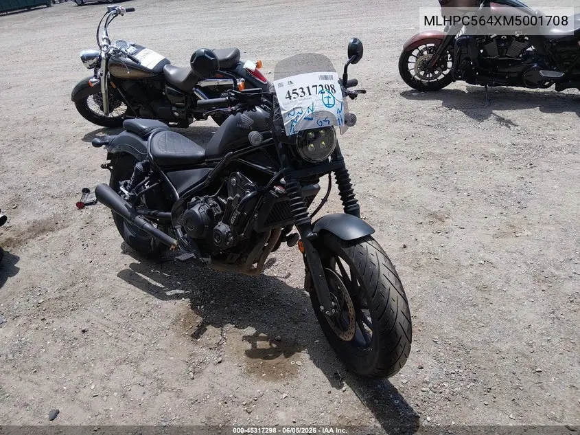 2021 Honda Cmx500 A2 VIN: MLHPC564XM5001708 Lot: 45317298