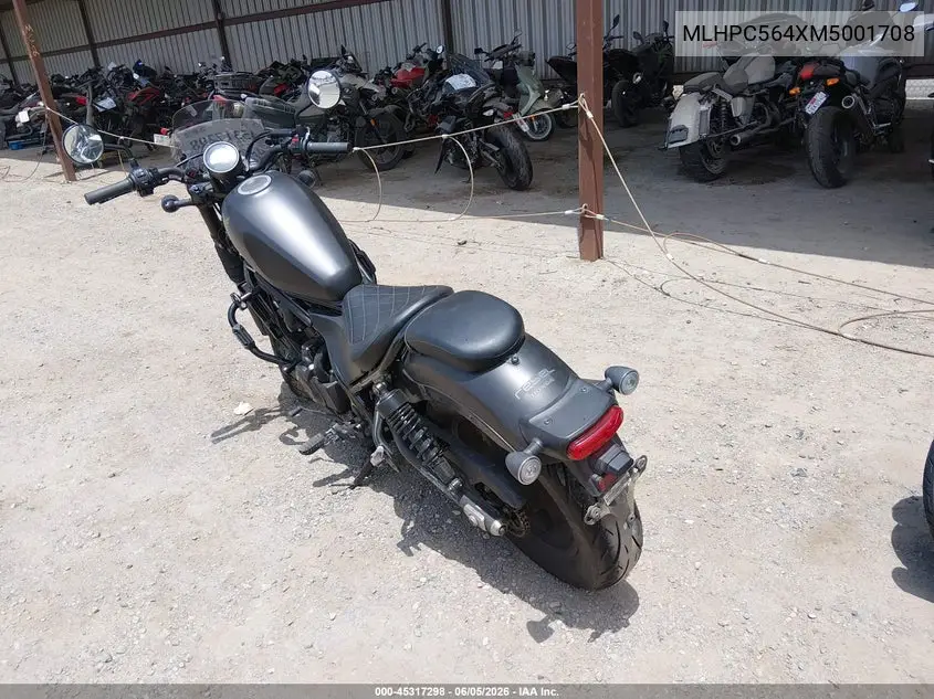 2021 Honda Cmx500 A2 VIN: MLHPC564XM5001708 Lot: 45317298