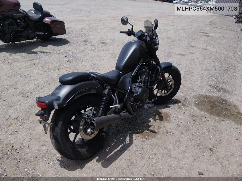 2021 Honda Cmx500 A2 VIN: MLHPC564XM5001708 Lot: 45317298