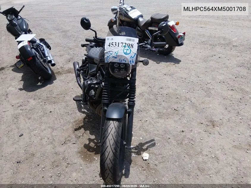 2021 Honda Cmx500 A2 VIN: MLHPC564XM5001708 Lot: 45317298