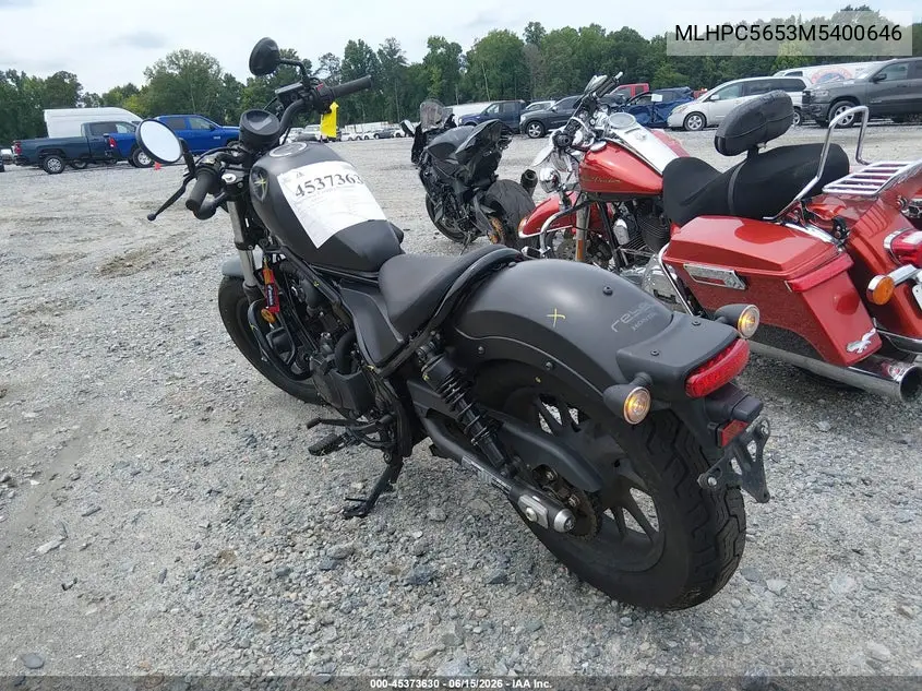 2021 Honda Cmx500 A VIN: MLHPC5653M5400646 Lot: 45373630