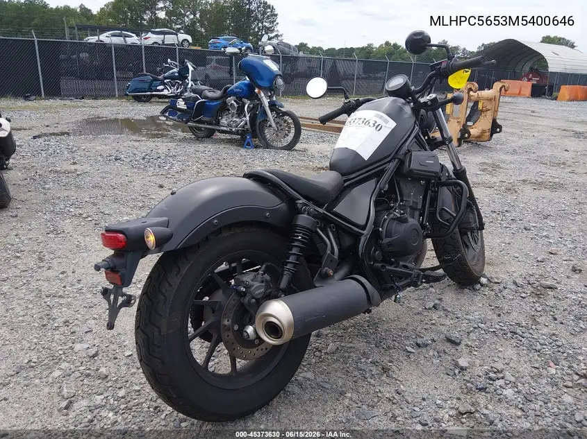 2021 Honda Cmx500 A VIN: MLHPC5653M5400646 Lot: 45373630