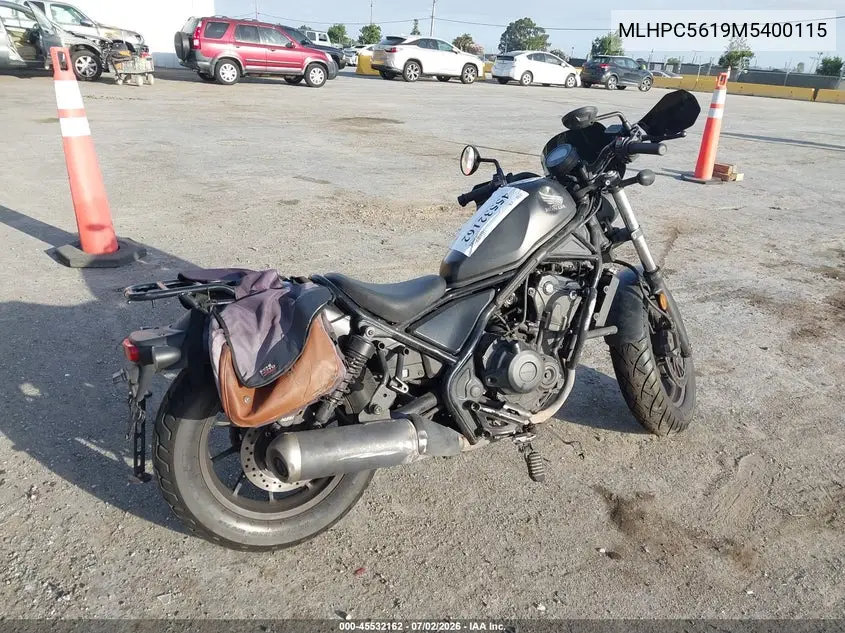 2021 Honda Cmx500 VIN: MLHPC5619M5400115 Lot: 45532162