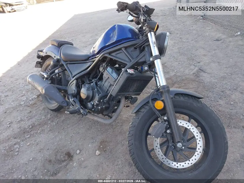 2022 Honda Cmx300 A VIN: MLHNC5352N5500217 Lot: 44461212