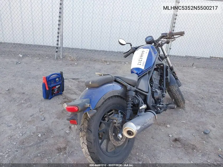 2022 Honda Cmx300 A VIN: MLHNC5352N5500217 Lot: 44461212
