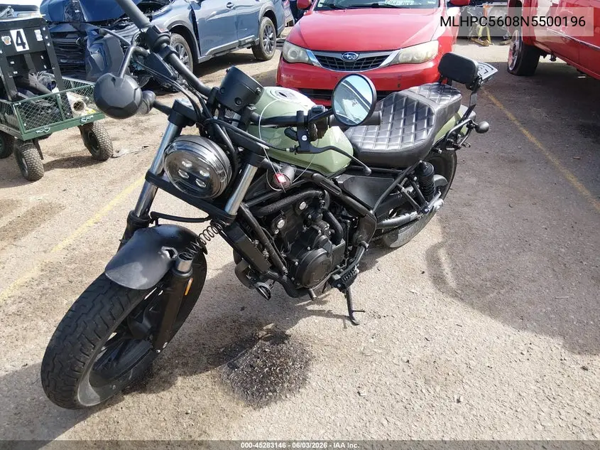 2022 Honda Cmx500 VIN: MLHPC5608N5500196 Lot: 45283146