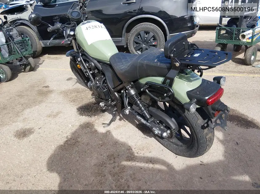 2022 Honda Cmx500 VIN: MLHPC5608N5500196 Lot: 45283146