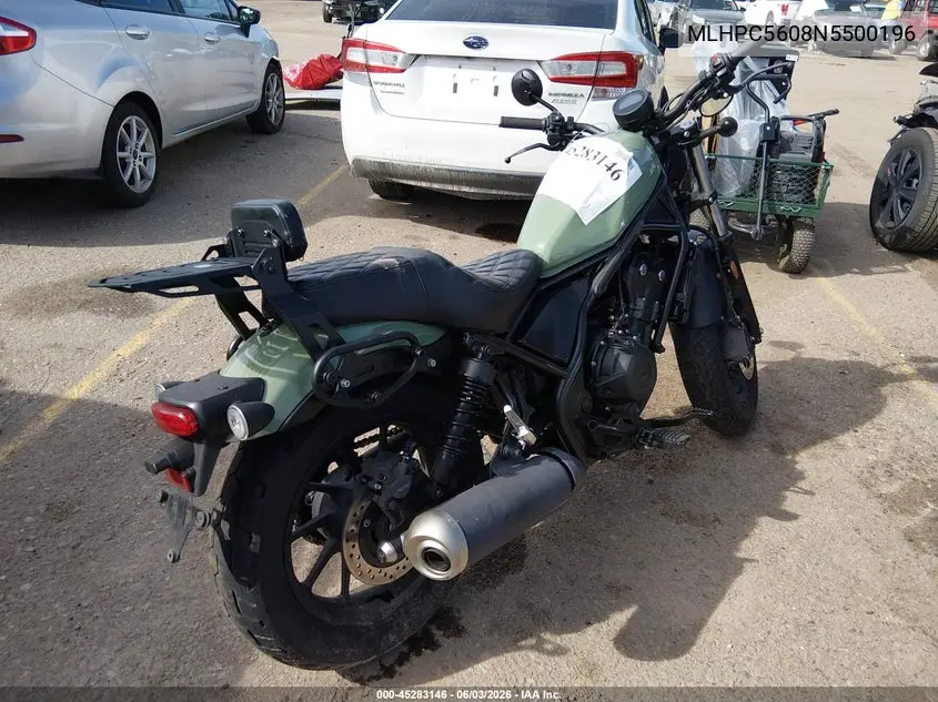 2022 Honda Cmx500 VIN: MLHPC5608N5500196 Lot: 45283146