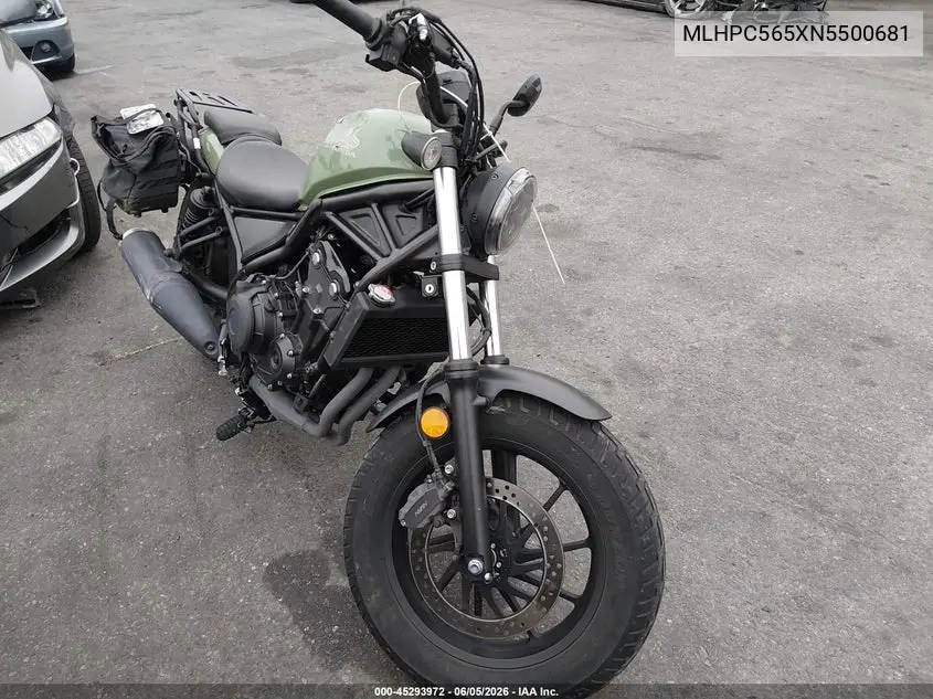 2022 Honda Cmx500 A VIN: MLHPC565XN5500681 Lot: 45293972