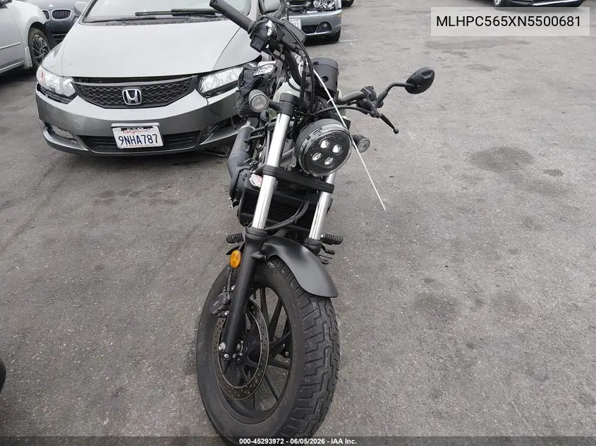 2022 Honda Cmx500 A VIN: MLHPC565XN5500681 Lot: 45293972