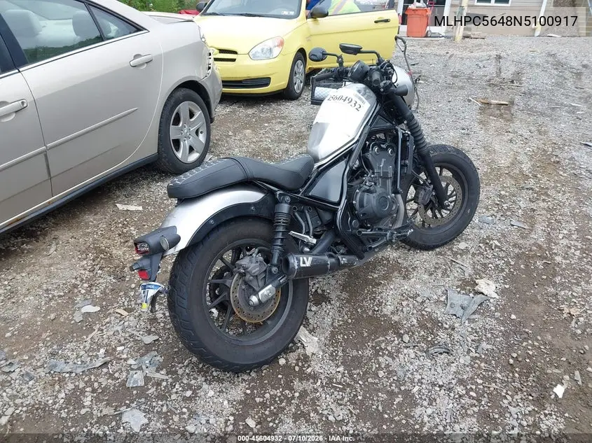 2022 Honda Cmx500 A2 VIN: MLHPC5648N5100917 Lot: 45604932
