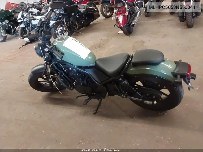 2022 Honda Cmx500 A VIN: MLHPC5653N5500411 Lot: 45618005