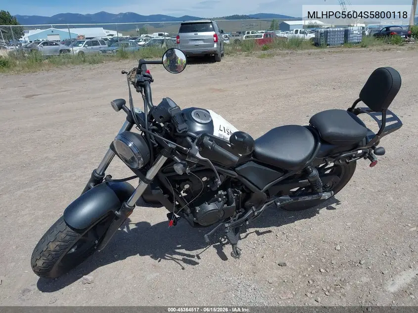 2025 Honda Cmx500 VIN: MLHPC5604S5800118 Lot: 45364517