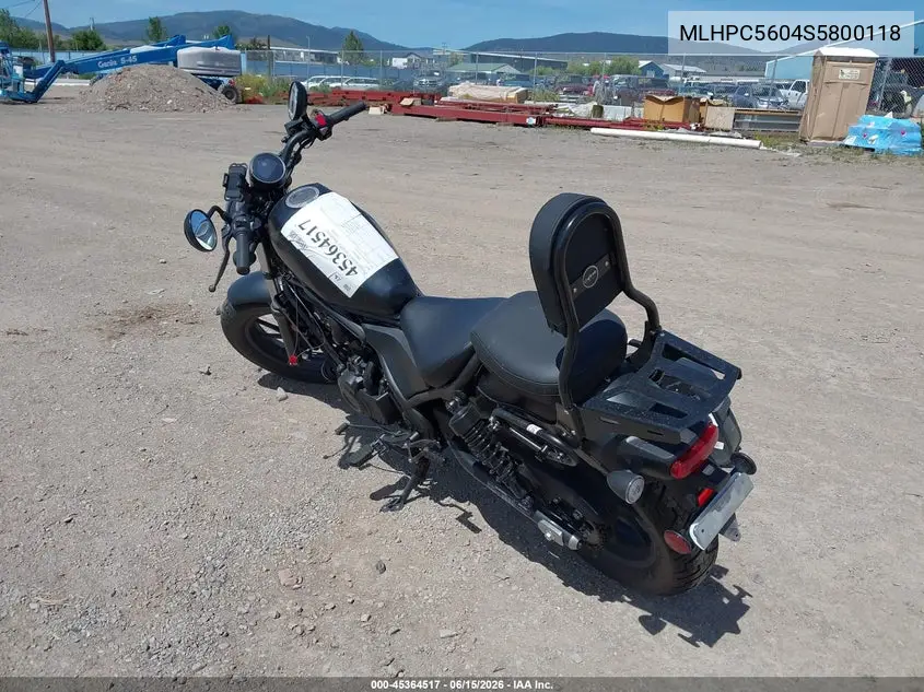 2025 Honda Cmx500 VIN: MLHPC5604S5800118 Lot: 45364517