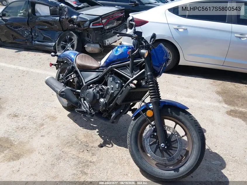 2025 Honda Cmx500 A2 VIN: MLHPC5617S5800543 Lot: 45431577