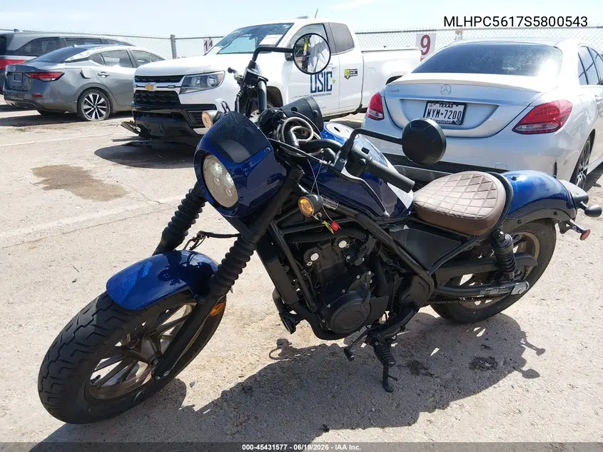 2025 Honda Cmx500 A2 VIN: MLHPC5617S5800543 Lot: 45431577