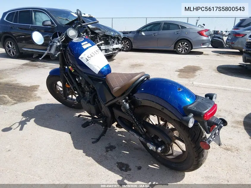 2025 Honda Cmx500 A2 VIN: MLHPC5617S5800543 Lot: 45431577