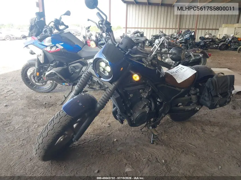 2025 Honda Cmx500 A2 VIN: MLHPC5617S5800011 Lot: 45543732