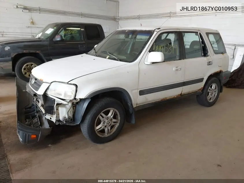 2000 Honda Cr-V Ex VIN: JHLRD1867YC010953 Lot: 44915379