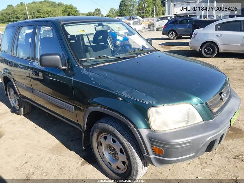 2000 Honda Cr-V Lx VIN: JHLRD1849YC008426 Lot: 45286415