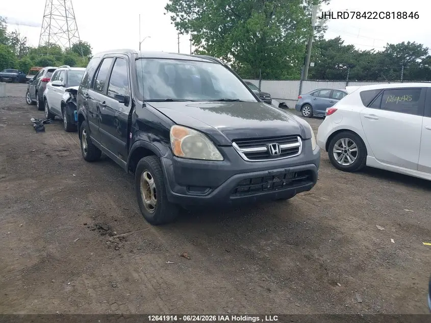 2002 Honda Cr-V Lx VIN: JHLRD78422C818846 Lot: 12641914