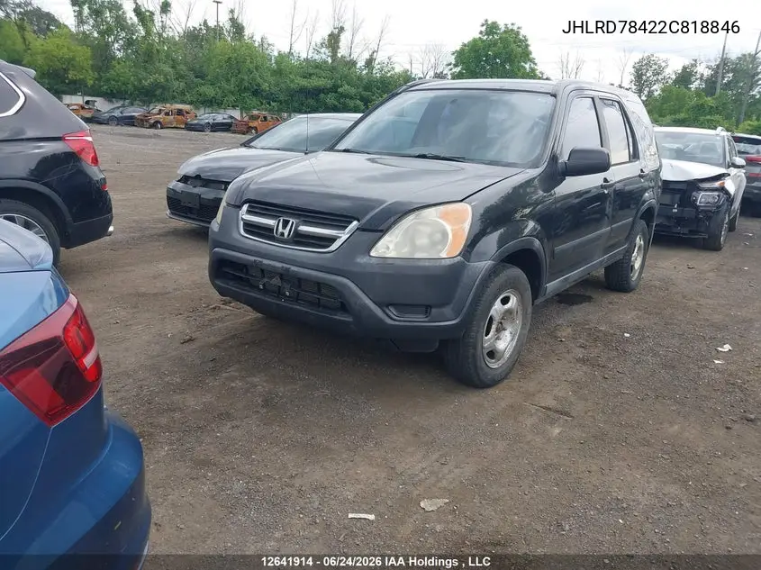 2002 Honda Cr-V Lx VIN: JHLRD78422C818846 Lot: 12641914