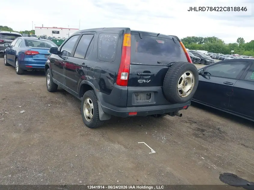 2002 Honda Cr-V Lx VIN: JHLRD78422C818846 Lot: 12641914