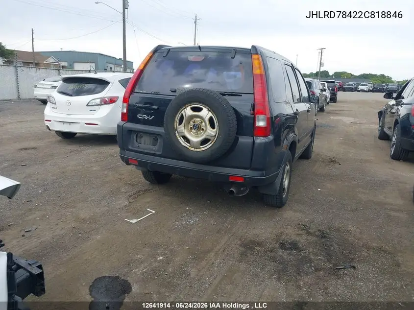 2002 Honda Cr-V Lx VIN: JHLRD78422C818846 Lot: 12641914