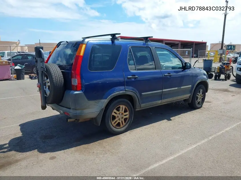 2003 Honda Cr-V Ex VIN: JHLRD78843C032793 Lot: 45685544