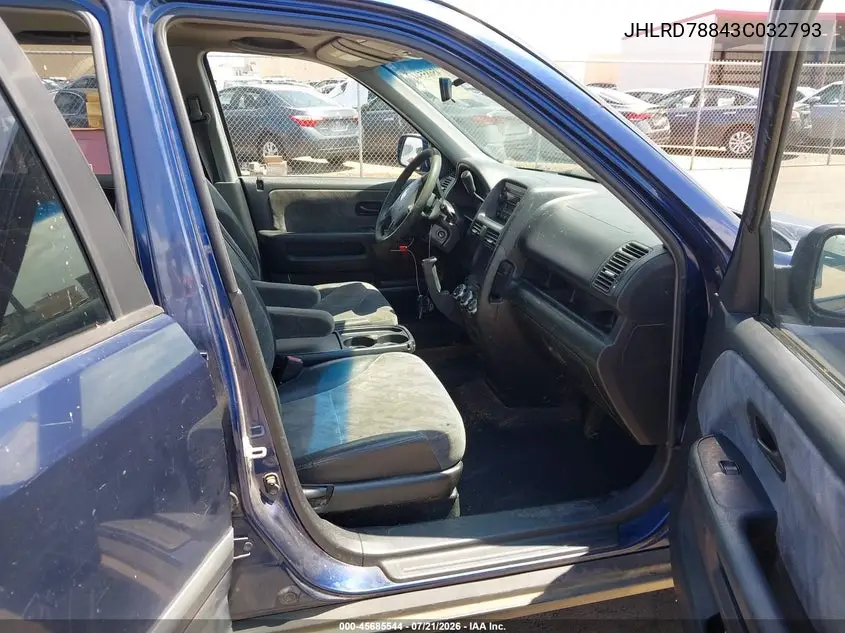 2003 Honda Cr-V Ex VIN: JHLRD78843C032793 Lot: 45685544