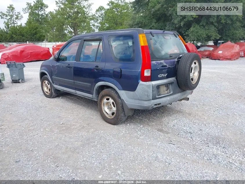 2003 Honda Cr-V Lx VIN: SHSRD68443U106679 Lot: 45691027