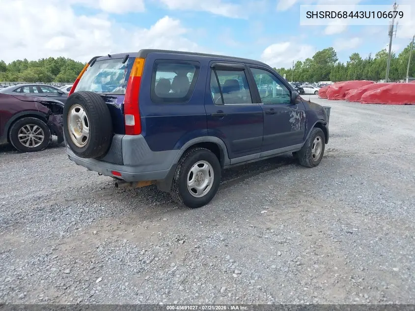 2003 Honda Cr-V Lx VIN: SHSRD68443U106679 Lot: 45691027