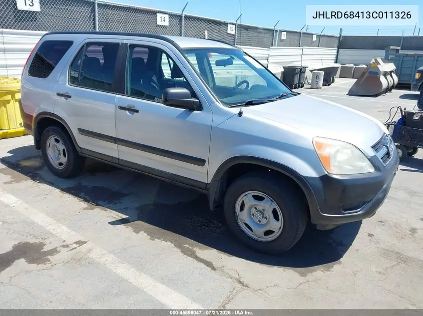 2003 Honda Cr-V Lx VIN: JHLRD68413C011326 Lot: 45698047