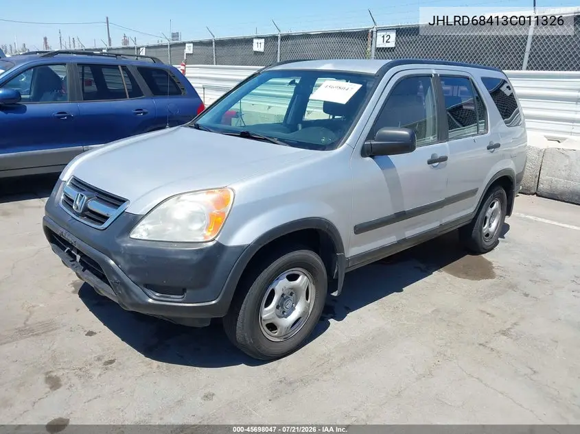 2003 Honda Cr-V Lx VIN: JHLRD68413C011326 Lot: 45698047