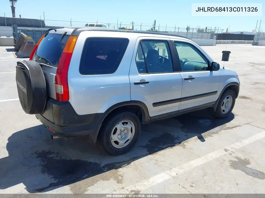 2003 Honda Cr-V Lx VIN: JHLRD68413C011326 Lot: 45698047