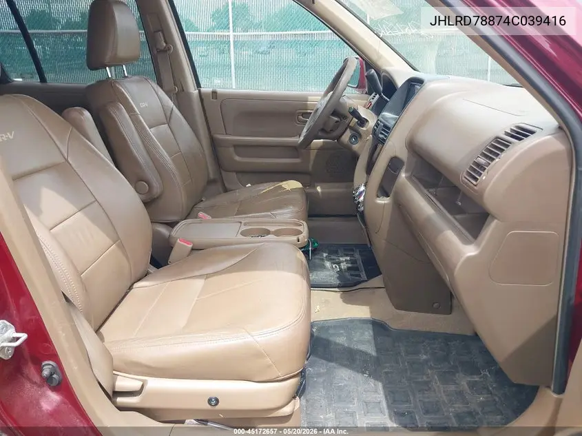2004 Honda Cr-V Ex VIN: JHLRD78874C039416 Lot: 45172657