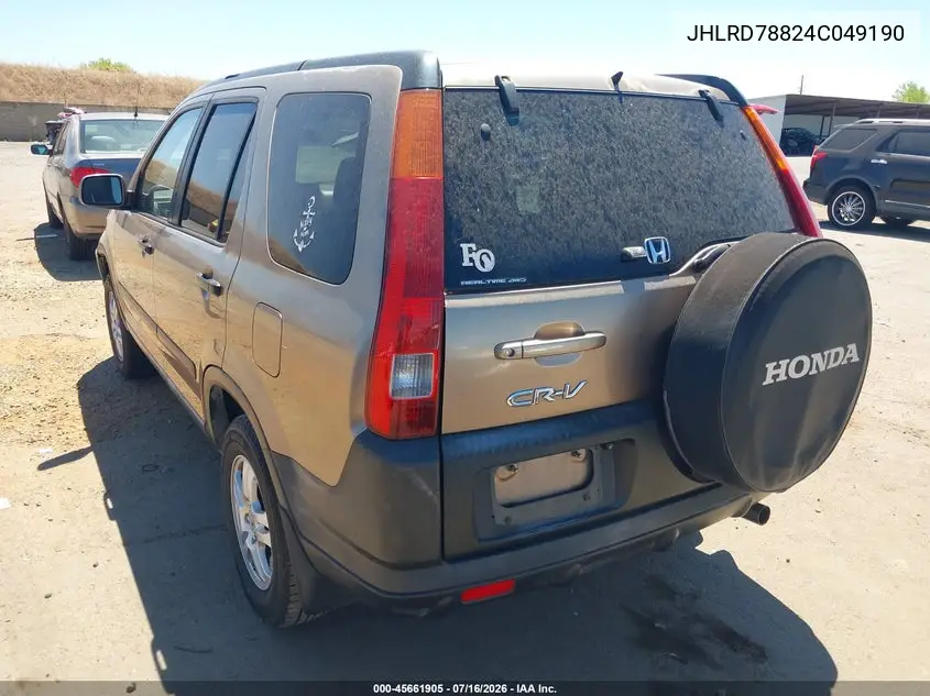 2004 Honda Cr-V Ex VIN: JHLRD78824C049190 Lot: 45661905