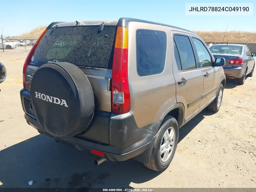2004 Honda Cr-V Ex VIN: JHLRD78824C049190 Lot: 45661905