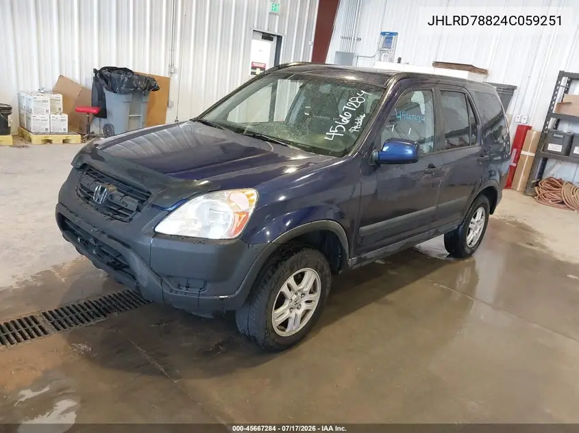 2004 Honda Cr-V Ex VIN: JHLRD78824C059251 Lot: 45667284