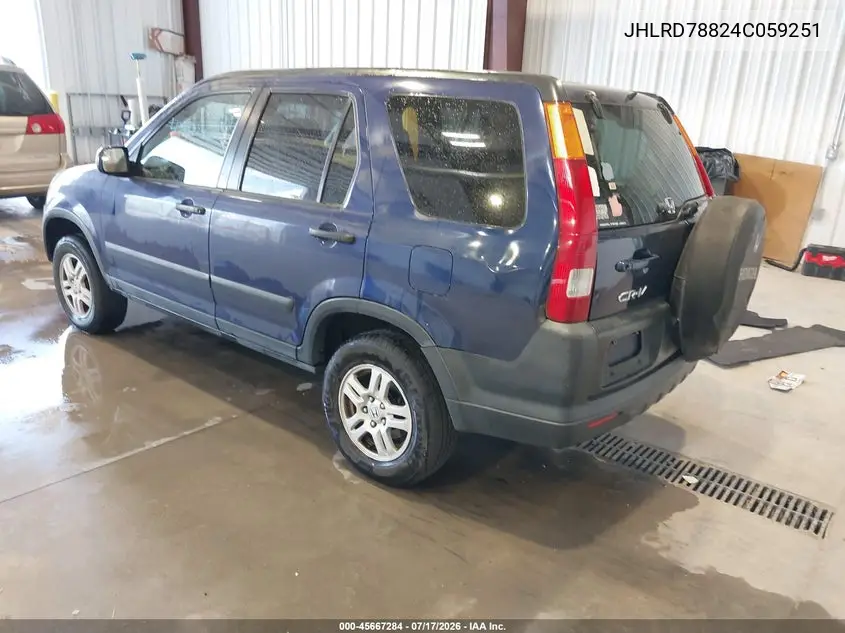 2004 Honda Cr-V Ex VIN: JHLRD78824C059251 Lot: 45667284