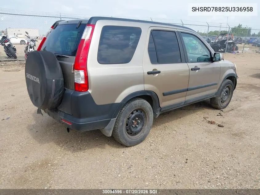 2005 Honda Cr-V Ex VIN: SHSRD78825U336958 Lot: 30094596