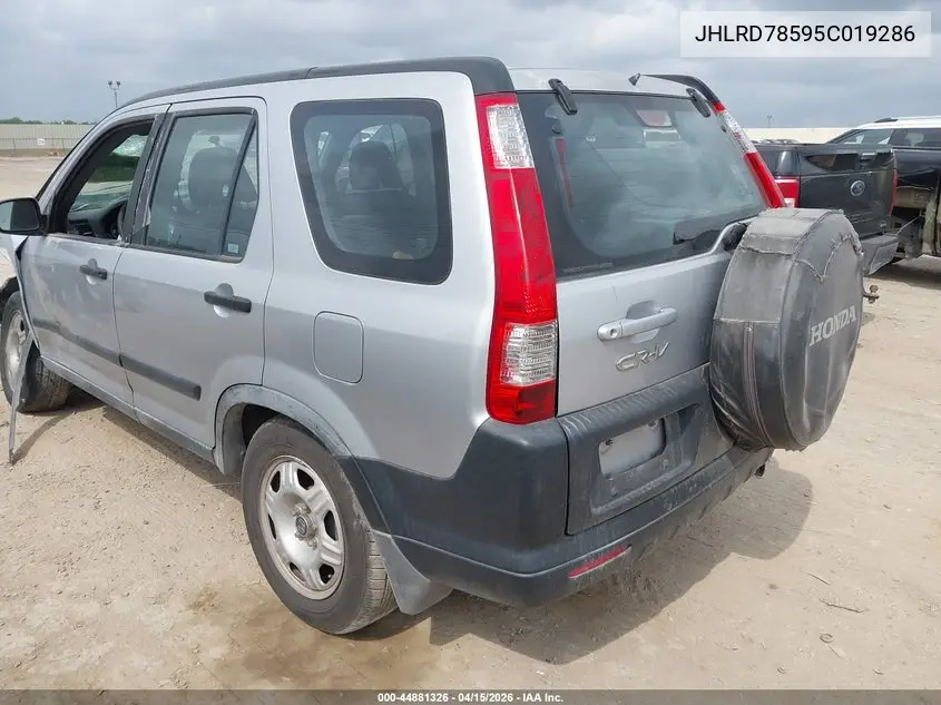 JHLRD78595C019286 2005 Honda Cr-V Lx