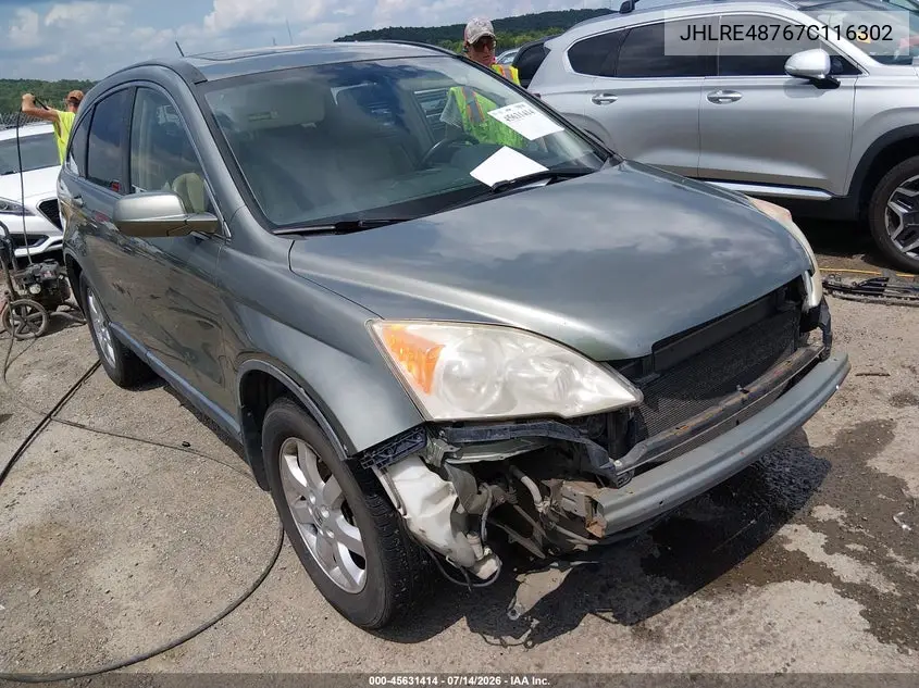 2007 Honda Cr-V Ex-L VIN: JHLRE48767C116302 Lot: 45631414