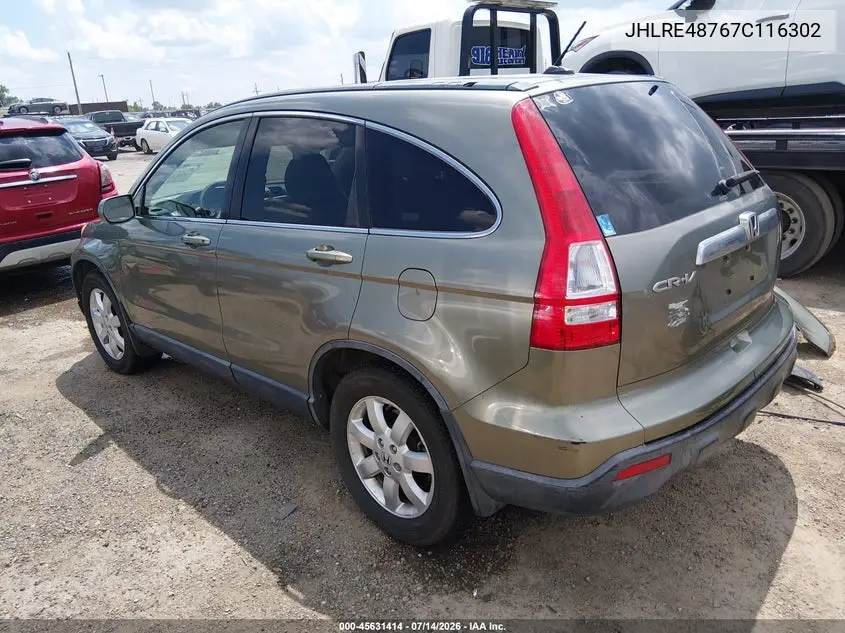 2007 Honda Cr-V Ex-L VIN: JHLRE48767C116302 Lot: 45631414