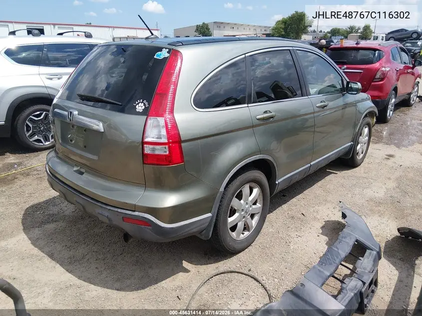 2007 Honda Cr-V Ex-L VIN: JHLRE48767C116302 Lot: 45631414